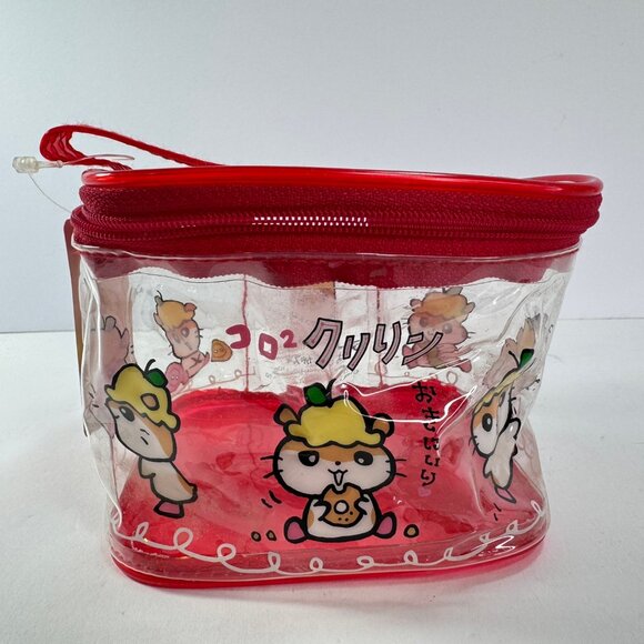 Corocorokuririn 1998 Sanrio Clear & Red Vinyl Plastic Zipper Square Bag - Picture 1 of 14